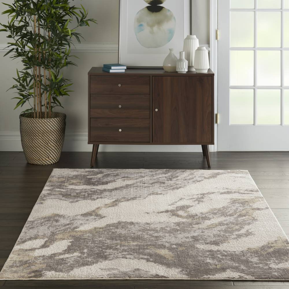 Silky Textures SLV03 Brown Ivory Rug