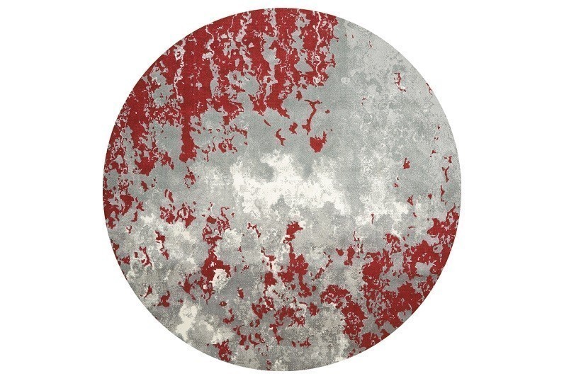 Twilight TWI21 Grey and Red Round Rug 