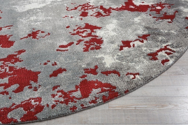 Twilight TWI21 Grey and Red Round Rug 