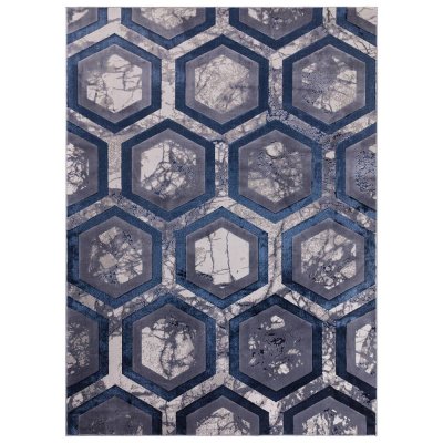 Aurora Rug - Hexagon Metallic Blue