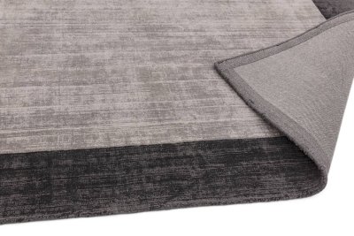 Blade-Border Charcoal Silver Square Rug